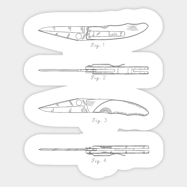 Folding Knife Design Vintage Patent Hand Drawing Sticker by TheYoungDesigns